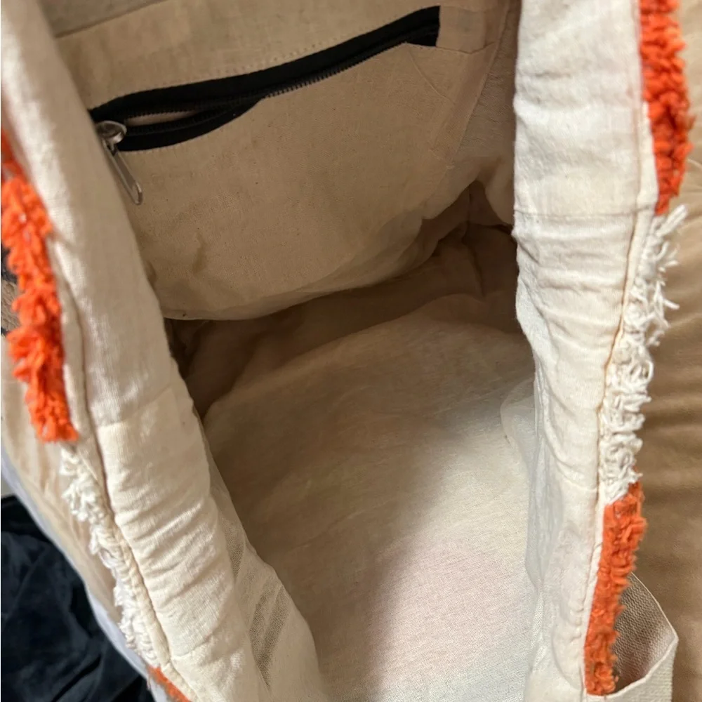 Ink + Alloy Abstract Patterned Textured Tote Bag - Cream, Orange, and Gray - Picture 6 of 6